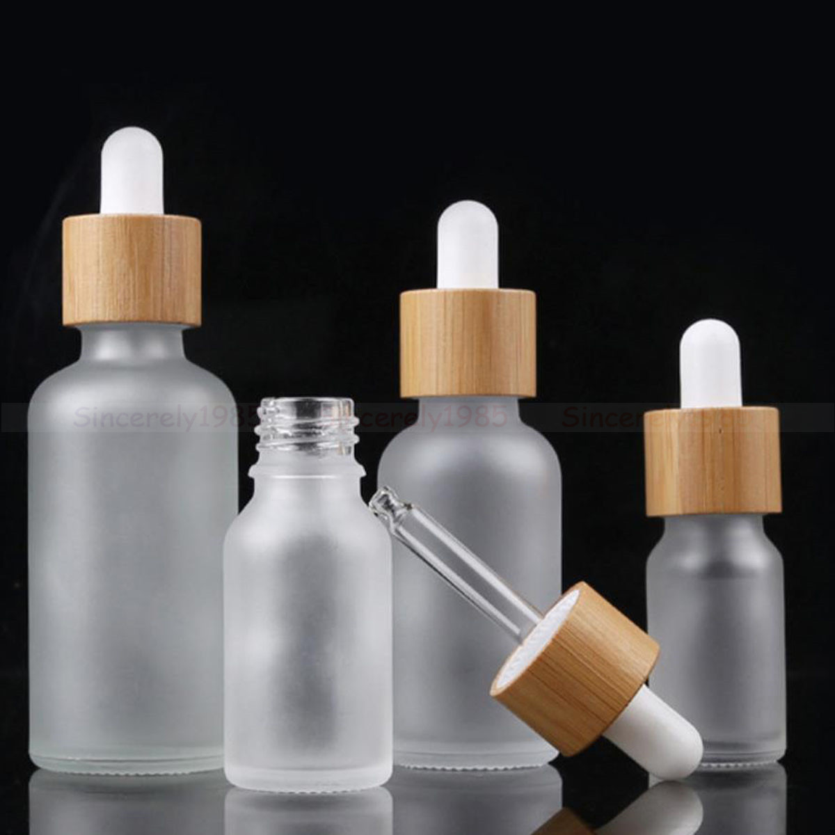 Juice Bottle Dropper - 5X 10X Buzlu Şeffaf Beyaz Cam