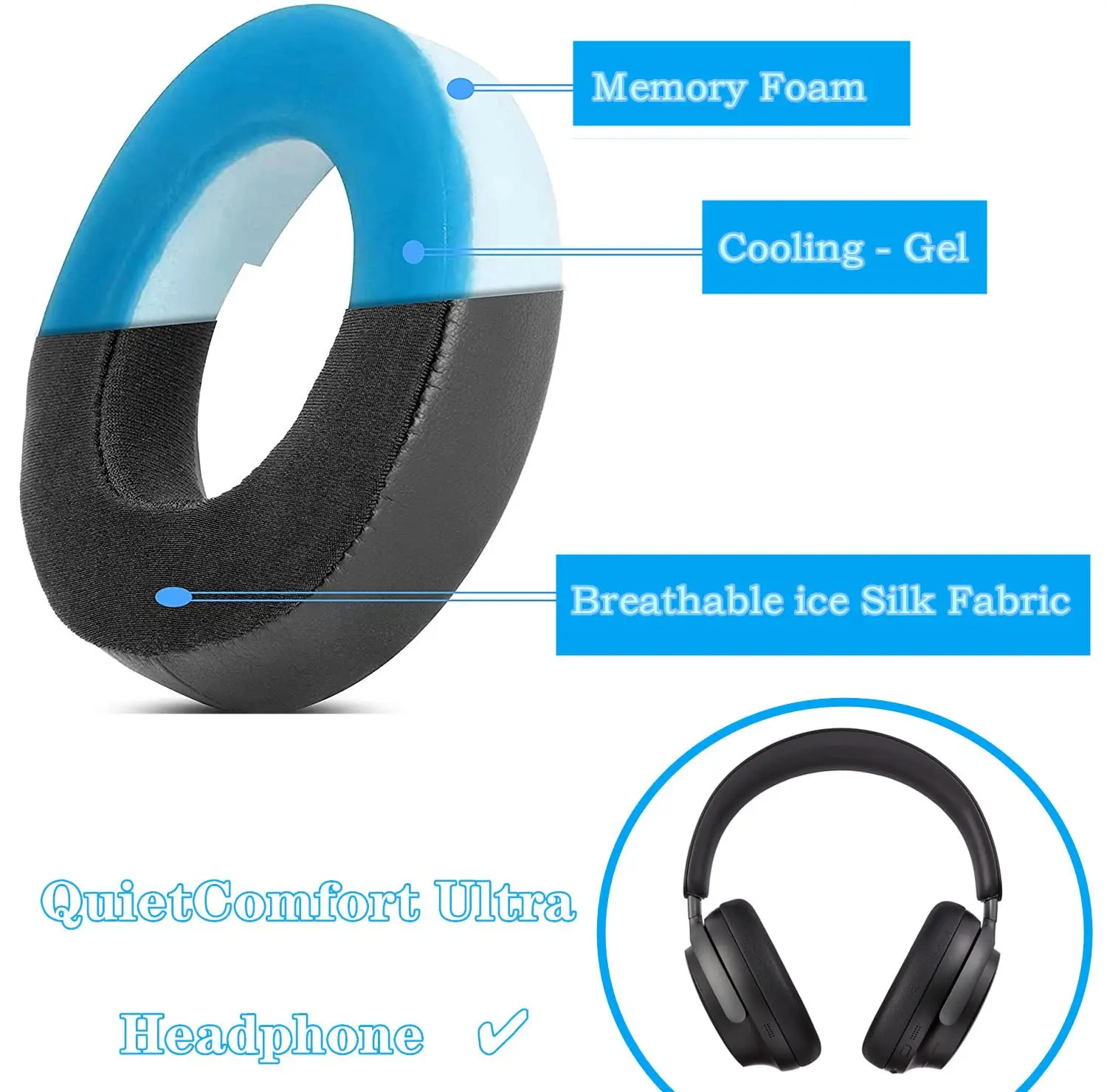 MOUDUNG Soğutma Jeli Kulak Ped - Bose Headphone Qc Ultra incelemesi ve fiyatı